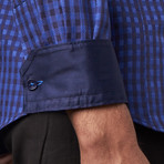 Button-Up Shirt // Grey + Blue Checks (XL)