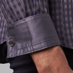 Button-Up Shirt // Black + Blue Checks (M)