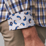 Button-Up Shirt // Tan + Blue Plaid (S)