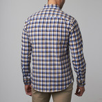 Button-Up Shirt // Tan + Blue Plaid (XL)