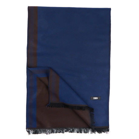 Bordered Scarf // Blue + Brown