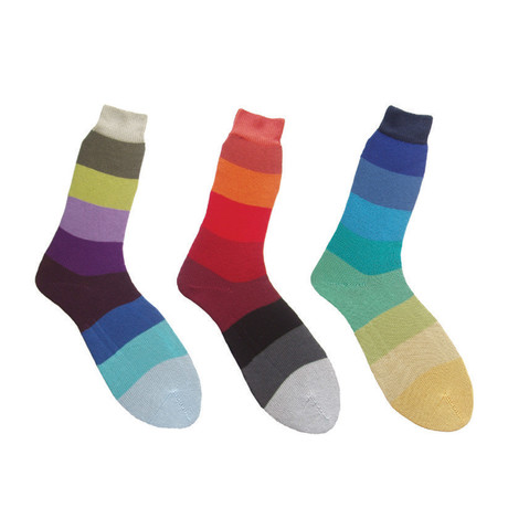Socks // Purple + Red + Aqua Layers // Pack of 3 (M)