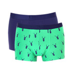 Solid Stag Boxer Briefs // Navy + Green // Pack of 2 (M)