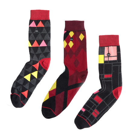 Dark Red Modern Sock Box // Pack of 3