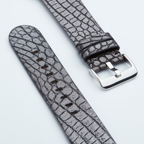 Genuine Alligator Apple Watch Strap // Black Metallic // 42mm (White Hardware // 38mm Case)
