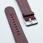 Genuine Alligator Apple Watch Strap // Cranberry // 42mm (White Hardware (Nickel) (38mm))