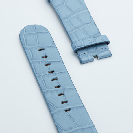 Genuine Alligator "Fits Apple" Watchstrap // Slate Blue Matte (Black Hardware // 42mm Case)