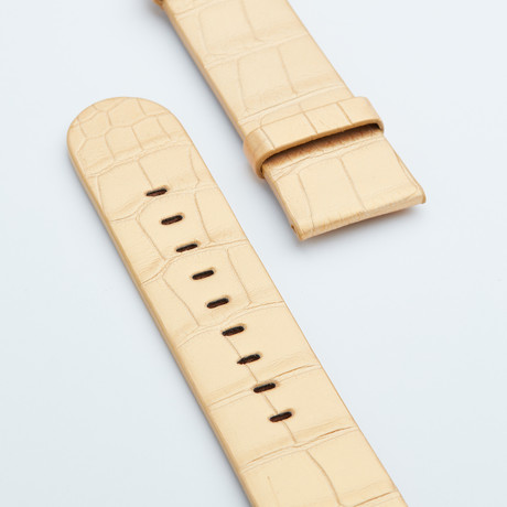 Genuine Alligator Apple Watch Strap  // Light Metallic Gold (White Hardware // 38mm Case)