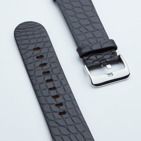 Apple Watchstrap // Matte Black Alligator (38mm + White Hardware Finish)