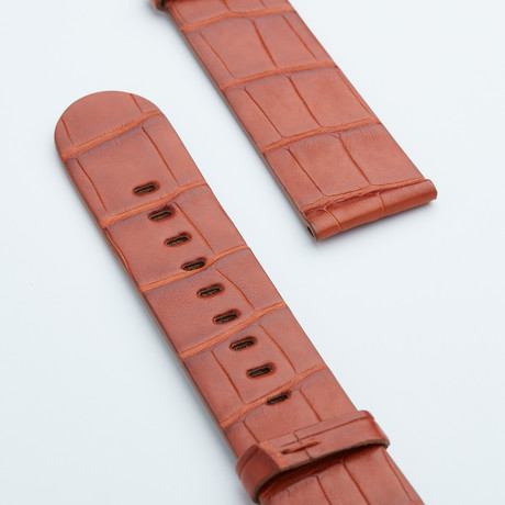 Genuine Alligator Apple Watch Strap // Tan // 42mm (White Hardware // 38mm Case)