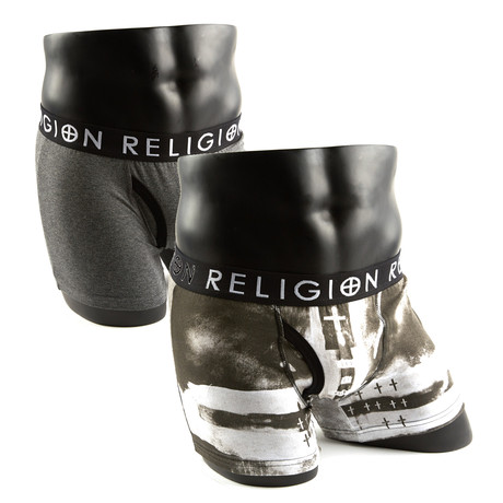 Religion Grey + Union Jack Boxer Brief Set // Pack of 2 (Small)