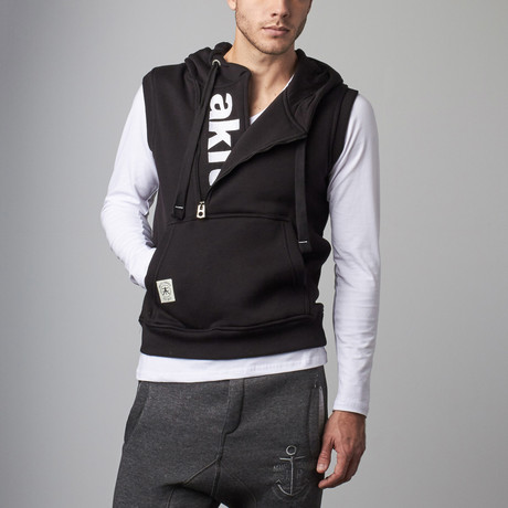 Vertical Zip Vest // Black + White (S)