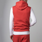 Kapuzen Weste Vest // Red + White (XL)