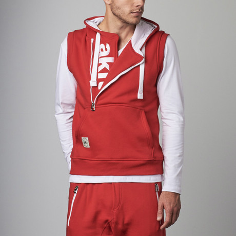 Vertical Zip Vest // Red + White (S)