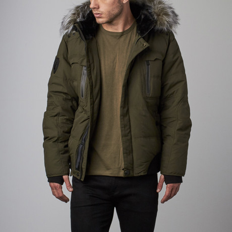 Down-Filled Oxford Bomber // Military (S)