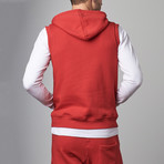 Vertical Zip Vest // Red + White (XL)