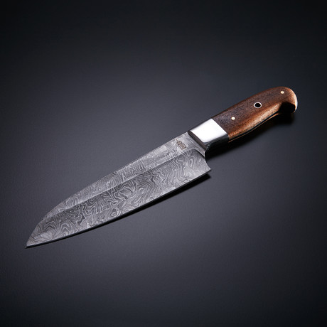 Damascus Kitchen Knife // Walnut Wood