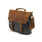 Dennison Messenger Bag // Leather + Canvas (Grey)