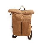 Traveller Backpack // Waxed Canvas + Leather (Khaki)