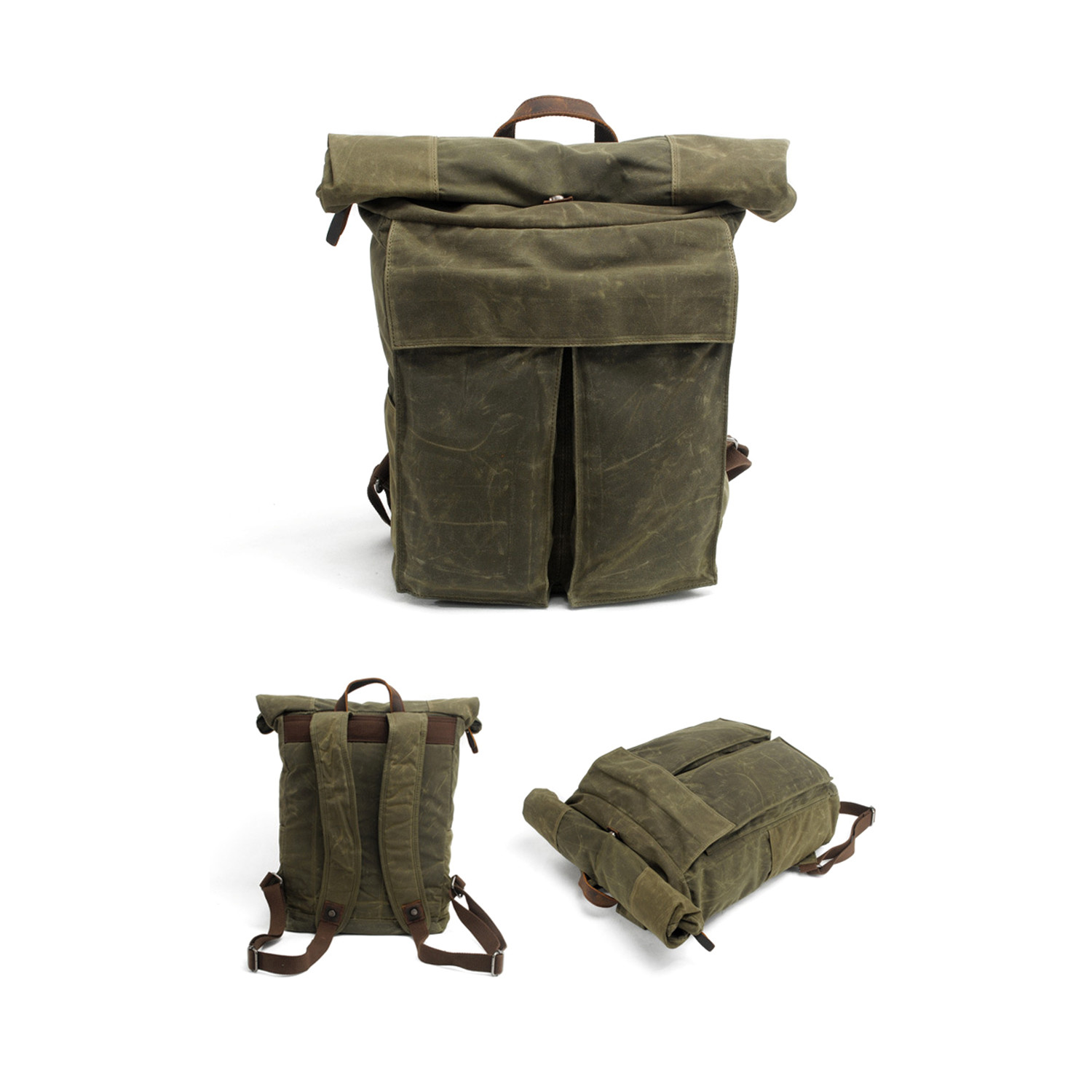 Traveller Backpack // Waxed Canvas + Leather (Khaki) - OWNBAG - Touch of Modern