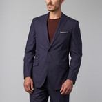Mini Check Peak Lapel Suit // Navy (US: 36S)