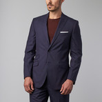 Mini Check Peak Lapel Suit // Navy (US: 42R)