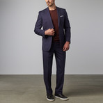 Mini Check Peak Lapel Suit // Navy (US: 42R)