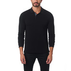 Jared Lang // Classic Long-Sleeve Polo // Black + Kaleidoscope Accent (3XL)