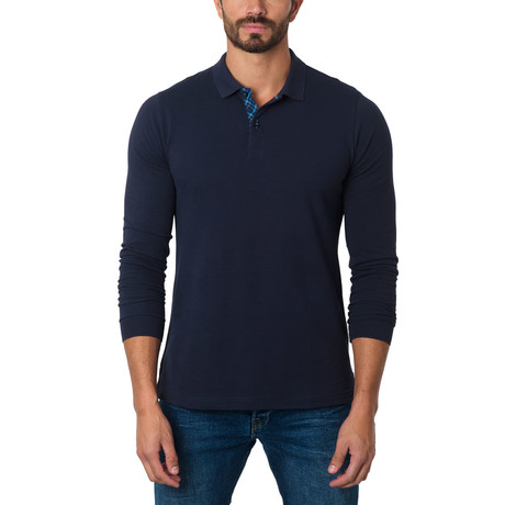 Jared Lang // Classic Long-Sleeve Polo // Navy (S)