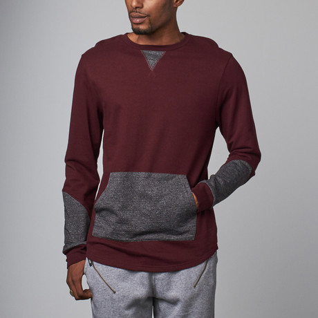 Blue Gear // French Terry Pull Over // Burgundy + Grey (S)