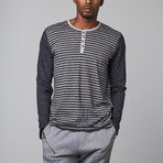 Blue Gear // Feeder Stripe Henley // Light Grey + Indigo (M)