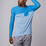 Blue Gear // Slub Long Sleeve Crew Neck // Blue + White (L)