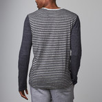 Blue Gear // Feeder Stripe Henley // Light Grey + Indigo (M)