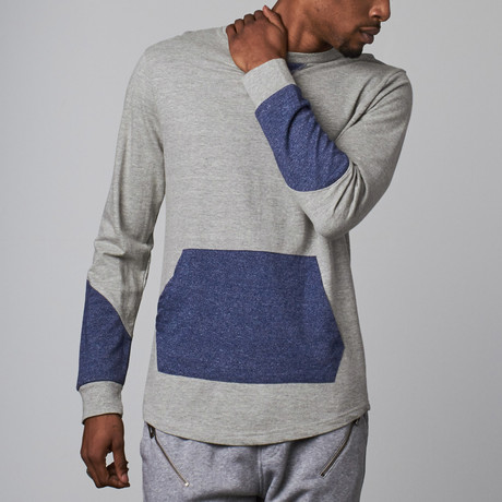 Blue Gear // French Terry Pull Over // Light Heather + Blue (S)