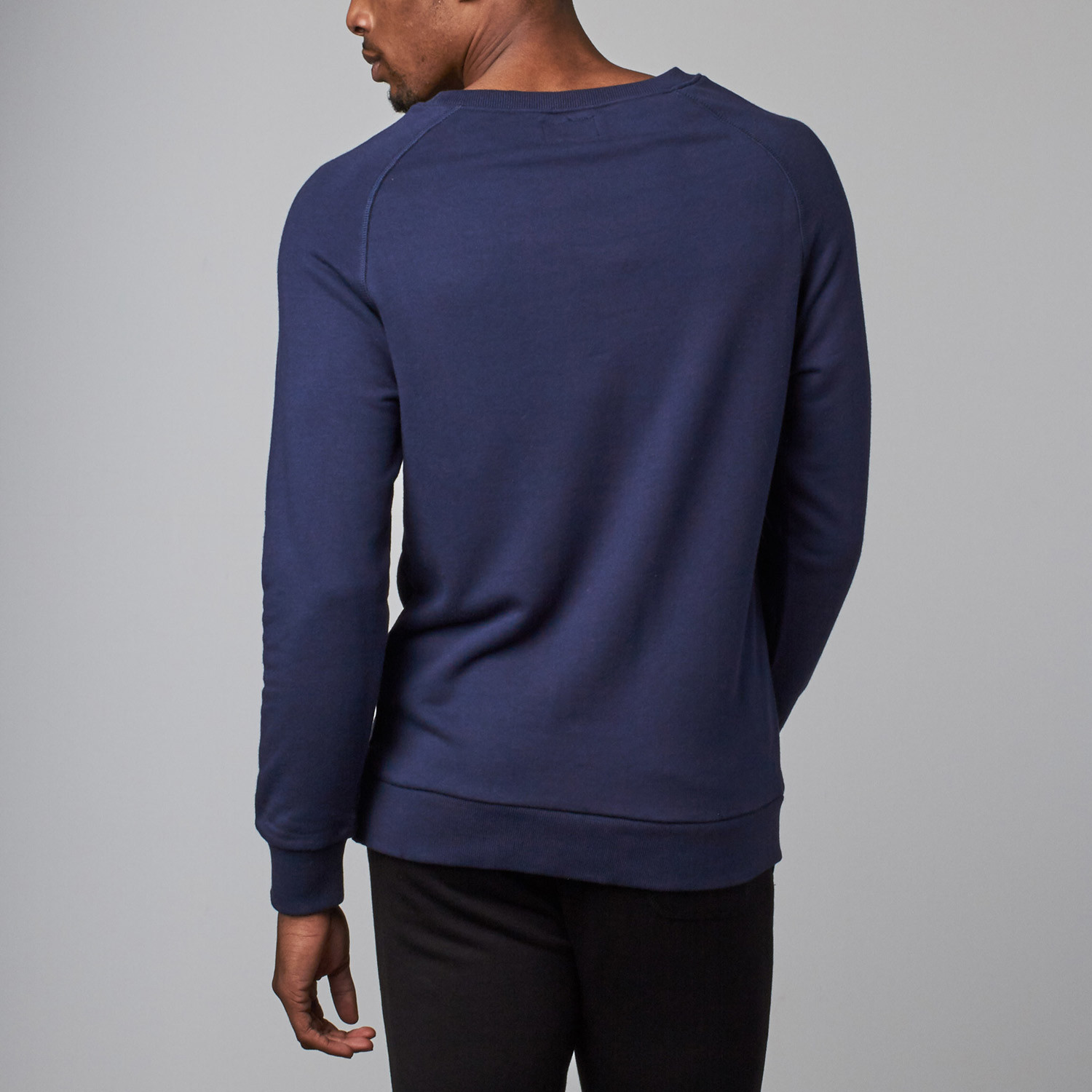 Modal French Terry Relaxed Neck Crew Sweater // Navy (S) - Unsimply ...