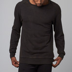 Stone Washed Modal French Terry Relaxed Neck Crew Sweater // Black (XL)