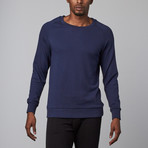 Modal French Terry Relaxed Neck Crew Sweater // Navy (L)