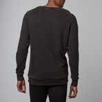 Stone Washed Modal French Terry Relaxed Neck Crew Sweater // Black (S)