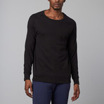 Modal French Terry Relaxed Neck Crew Sweater // Black (L)