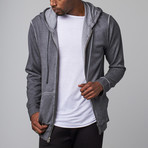 Dirty Washed Modal French Terry Zip-Up Hoodie // Grey (L)