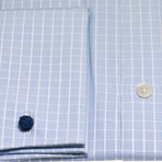 Purple Stitch // Thompson Button-Up Shirt // Light Blue + White Checks (US: 16R)