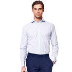 Purple Stitch // Thompson Button-Up Shirt // Light Blue + White Checks (US: 16R)