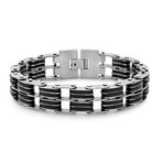 Rubber Link Bracelet // Silver + Black