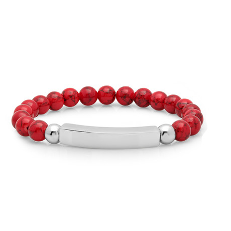 Coral ID Bracelet // Metallic + Red