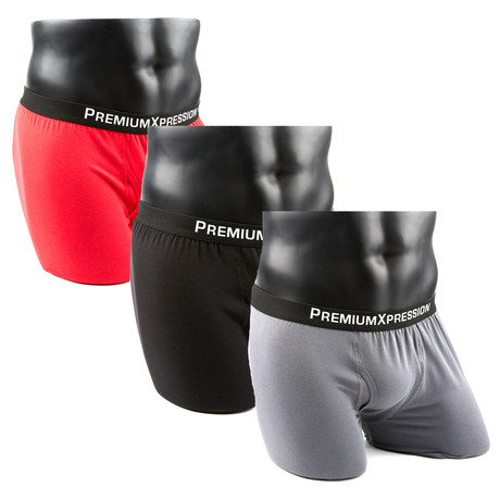 PX Clothing // Trunk Underwear // Black + True Red + Charcoal // Pack of 3 (S)