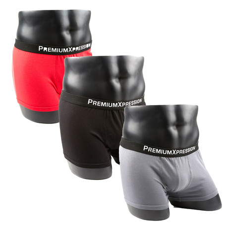 PX Clothing // Boxer Brief Underwear // Black + True Red + Charcoal // Pack of 3 (S)