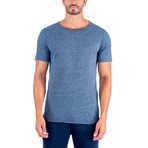 Super Soft Relaxed Neck Short Sleeve Lounge Tee // Blue Melange + White // Pack of 2 (M)