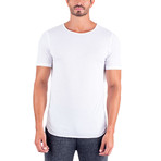 Super Soft Relaxed Neck Short Sleeve Lounge Tee // Blue Melange + White // Pack of 2 (L)