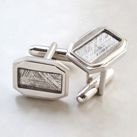 Meteorite + Sterling  Silver Cufflinks