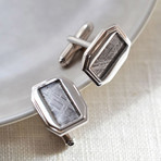 Meteorite + Sterling  Silver Cufflinks